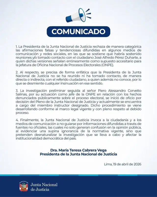 Comunicado de la JNJ Comunicado de la JNJ