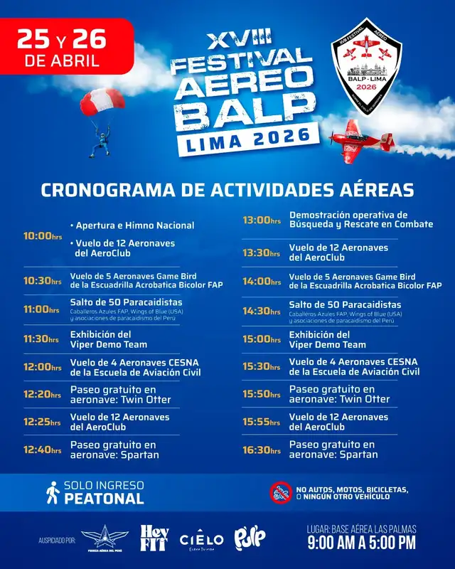 Cronograma de actividades aéreas