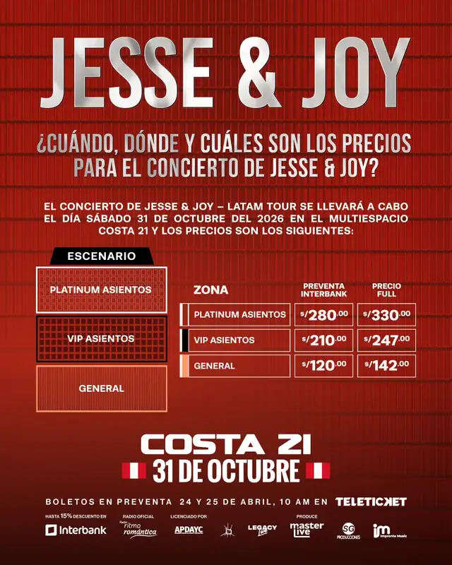 Precios de las entradas para ver a Jesse & Joy. Foto: difusión
