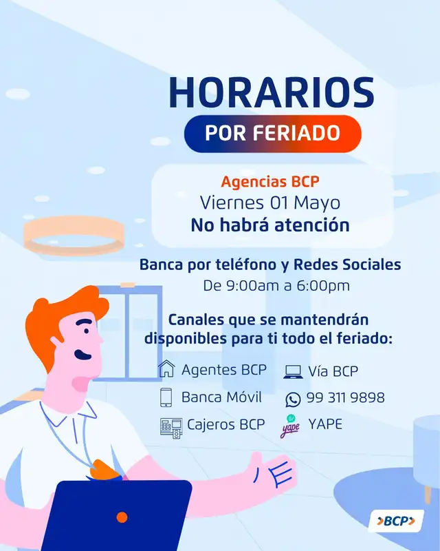 Comunicado del BCP por el 1 de mayo del 2026