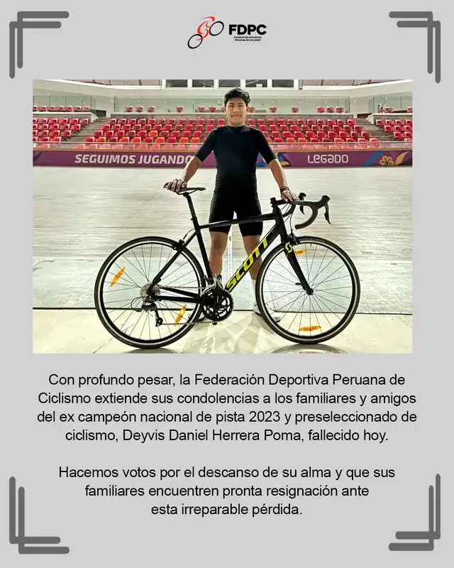 Nota de pesar por la muerte de Deyvis Herrera