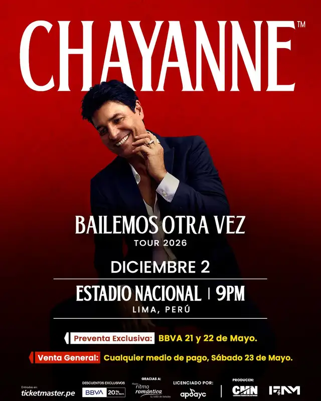 Chayanne vuelve a Lima el 2 de diciembre de 2026. Foto: difusión.