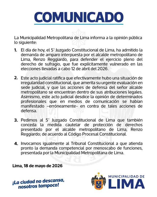 Comunicado de la MML