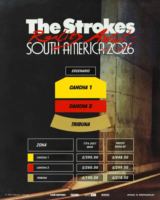 Precios para el concierto de The Strokes en Lima 2026. Foto: difusión.