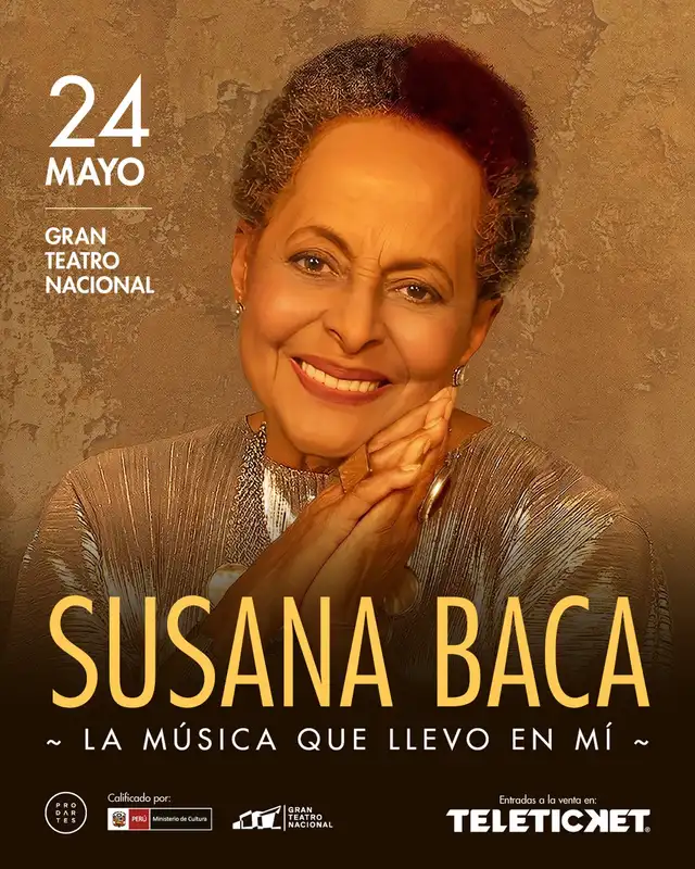 Susana Baca, ganadora de cinco Latin Grammy, festejará 50 años de carrera con un show íntimo el 24 de mayo en el Gran Teatro Nacional, con 16 músicos en escena.