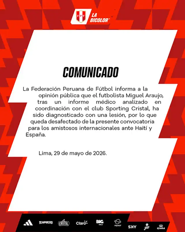 Comunicado de la FPF. Foto: FPF  