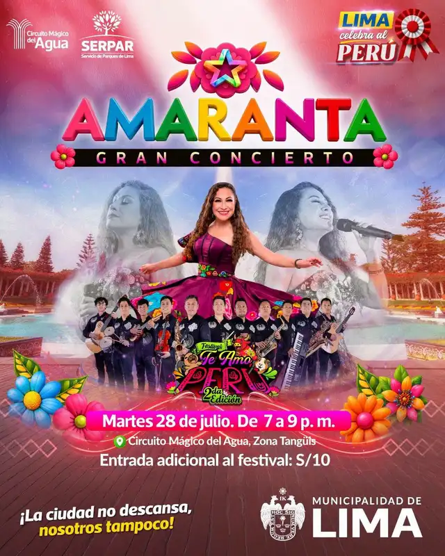 Amaranta ofrecerá un concierto especial en el Circuito Mágico del Agua.