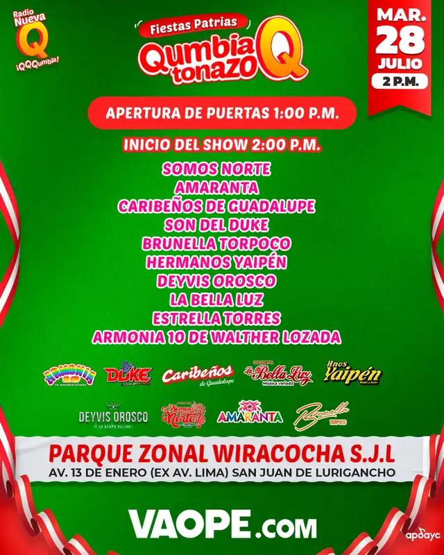 Artistas del 'El Qumbiatonazo', edición Fiestas Patrias.