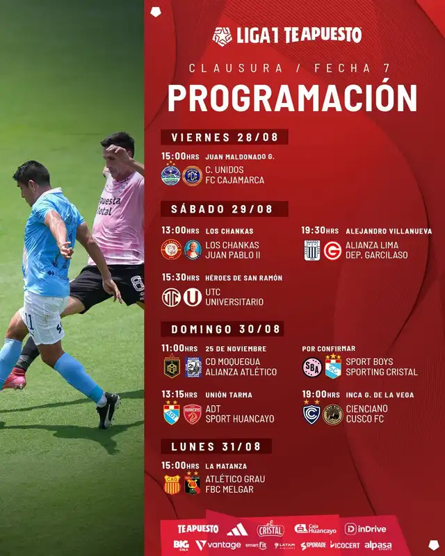Programación de la fecha 7 del Torneo Clausura 2026. Foto: Liga 1  