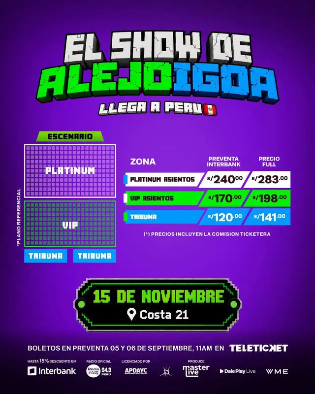 Entradas para Alejo Igoa en Lima.