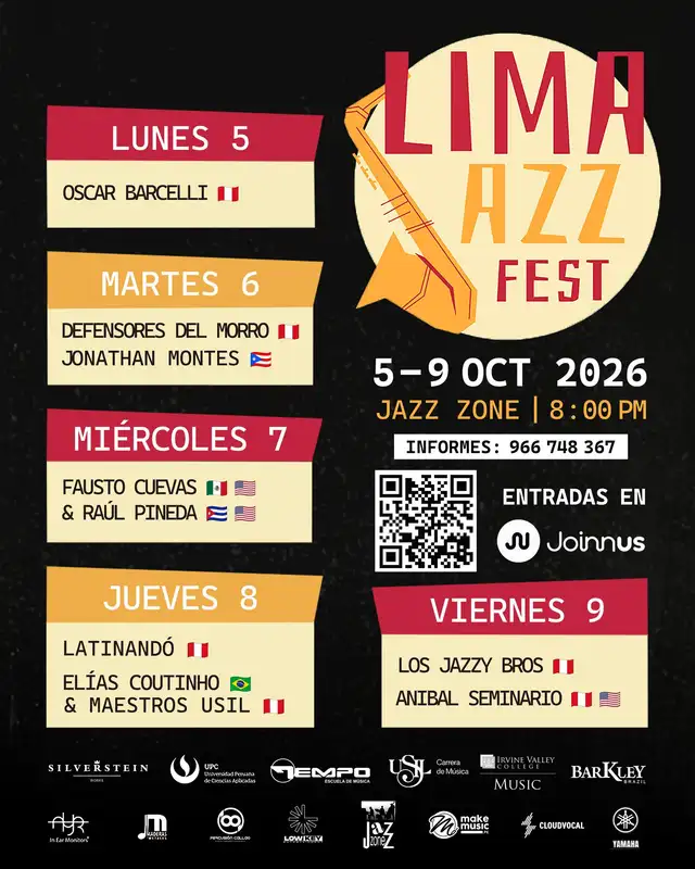 Reconocidos artistas internacionales, como Fausto Cuevas y Raúl Pineda, se presentarán en el Lima Jazz Fest 2026. Reconocidos artistas internacionales, como Fausto Cuevas y Raúl Pineda, se presentarán en el Lima Jazz Fest 2026.