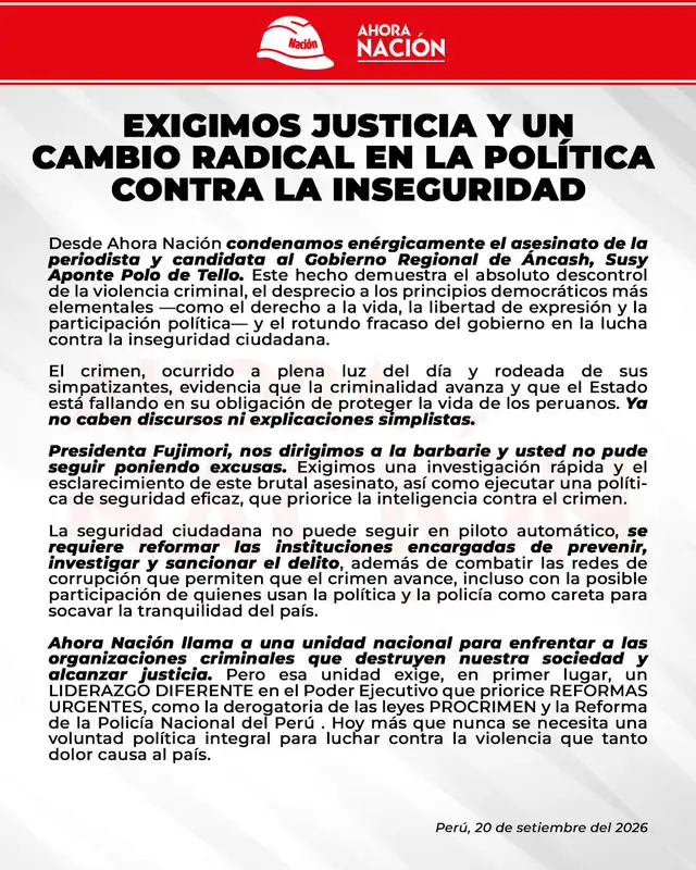 Comunicado del partido publicado en sus redes sociales este domingo 20 de septiembre. Comunicado del partido publicado en sus redes sociales este domingo 20 de septiembre.