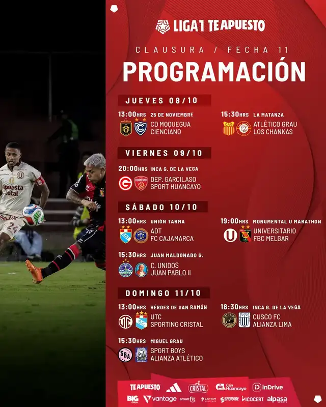 Programación de la fecha 11 del Torneo Clausura 2026. Foto: Liga 1  