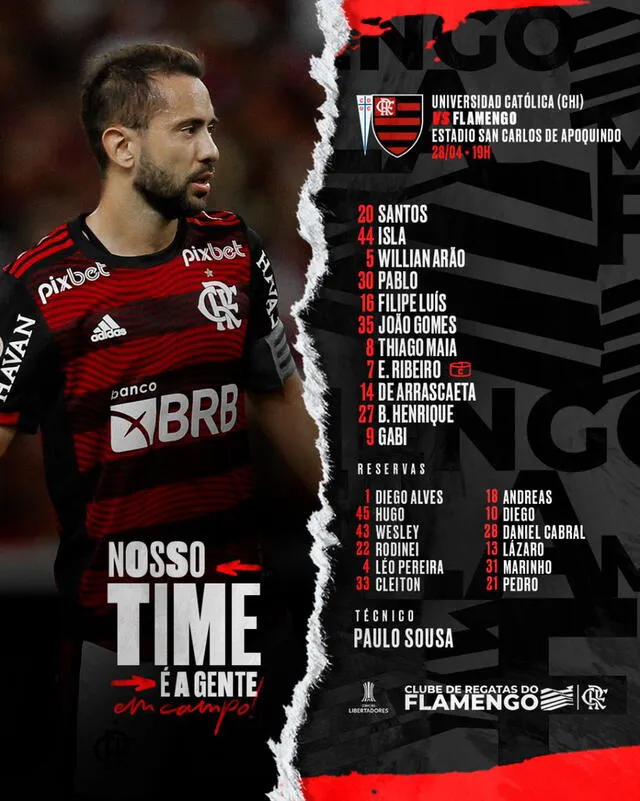 Formación confirmada del Flamengo. Foto: Flamengo