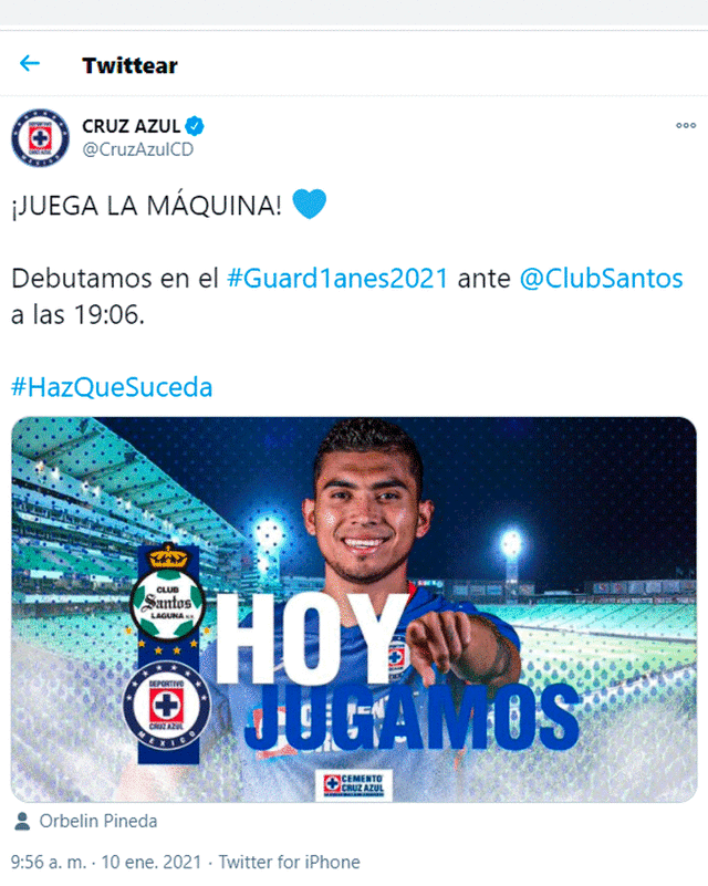 Santos vs. Cruz Azul EN VIVO HOY domingo 10 de enero. Foto: CruzAzulCD / Twitter