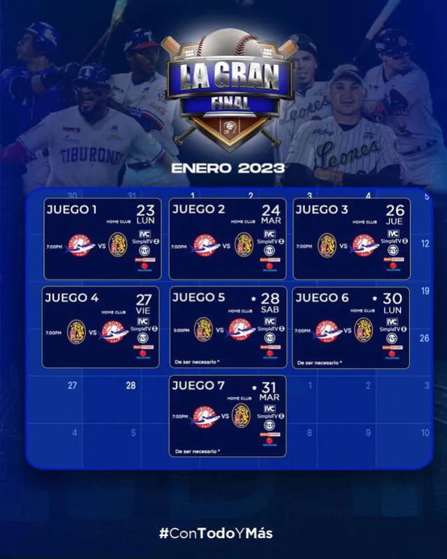 Calendario de la gran final de la LVBP 2022-23. Foto: LVBP Twitter