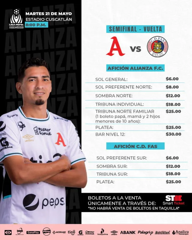 Precios de entradas Alianza FC vs. FAS. Foto: Alianza FC/X   
