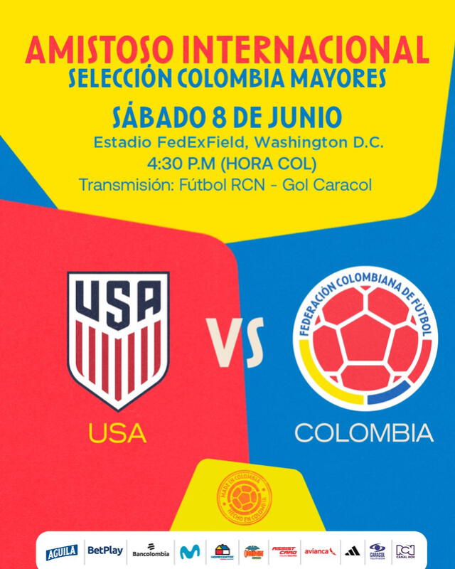 La selección de Estados Unidos iniciará su desafío rumbo a la Copa América, enfrentando a la selección Colombia en Maryland. Foto: @FCFSeleccionCol/X    