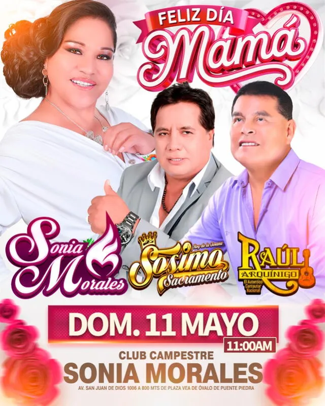 Sonia Morales rendirá un homenaje a las madres en Puente Piedra. Foto: difusión Sonia Morales rendirá un homenaje a las madres en Puente Piedra. Foto: difusión