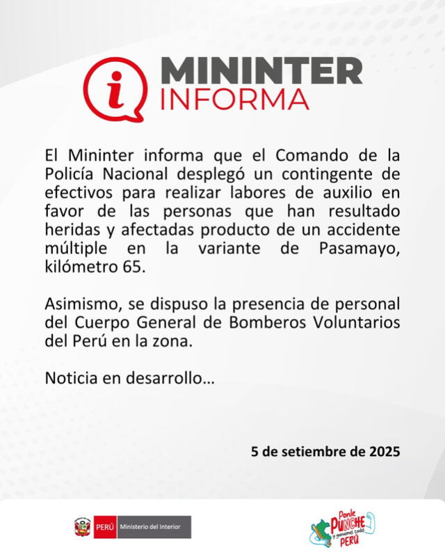 Comunicado del Ministerio del Interior. Foto: X   