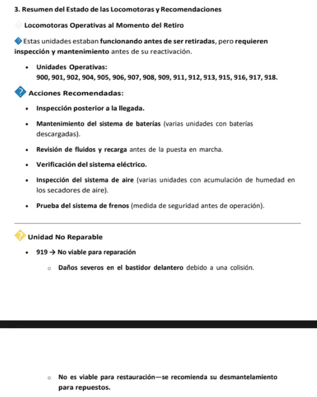 Fallas en 16 locomotoras de los trenes Lima-Chosica. Fallas en 16 locomotoras de los trenes Lima-Chosica.