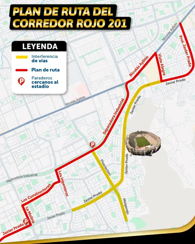 Plan de ruta del Corredor Rojo 201. Foto: ATU   