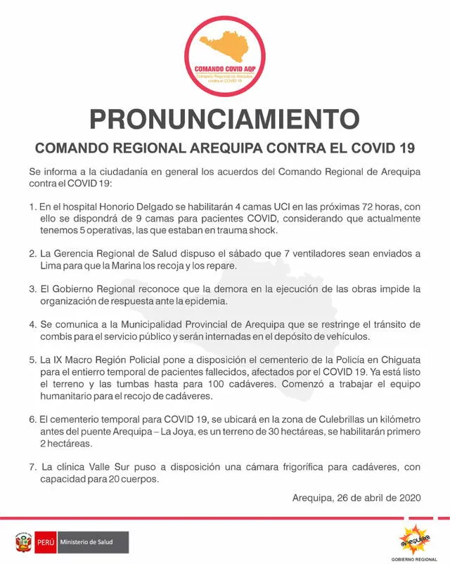 Pronunciamiento Comité Regional COVID-19.