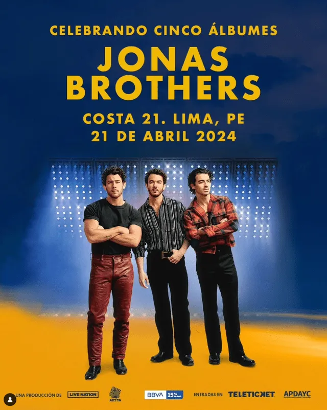  Jonas Brothers tocará en Lima. Foto: Teleticket   