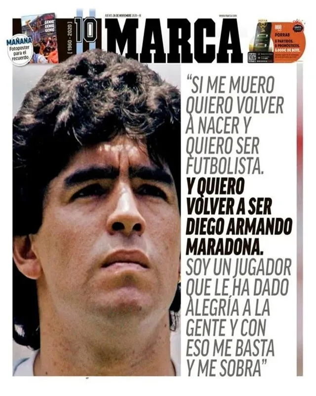 Portada de Marca sobre muerte de Maradona.