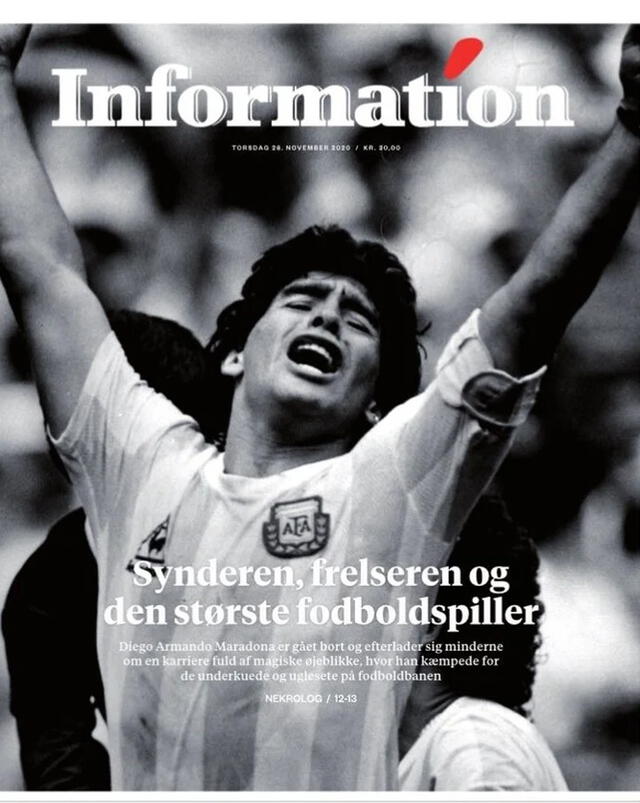 Portada de Dagens Nyheter sobre muerte de Maradona.