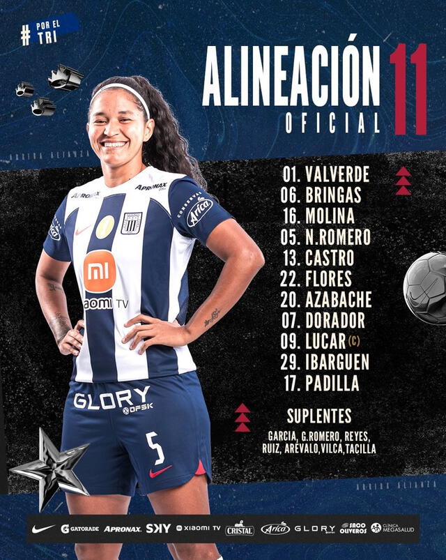  Alineación de Alianza Lima femenino. Foto: Twitter Alianza Lima fem   