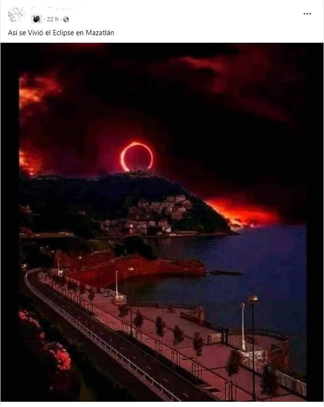 <em> Desinformación sobre el eclipse solar del 2024. Foto: captura de Facebook</em>   