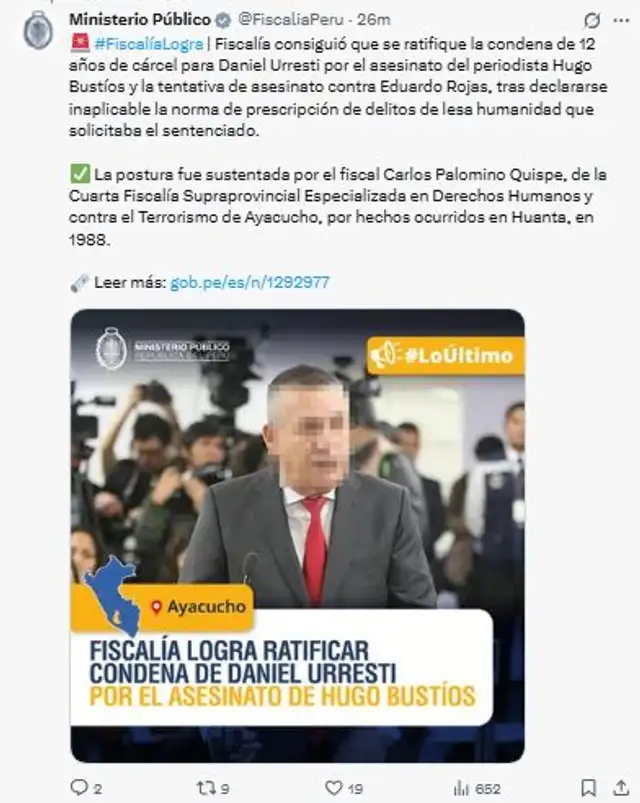 Comunicado de la Fiscalía Comunicado de la Fiscalía