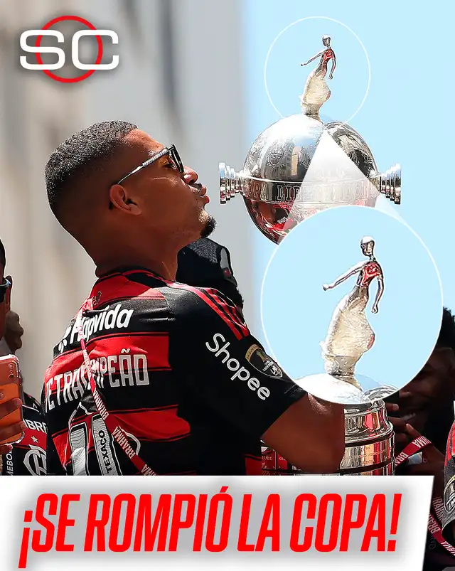 Así llegó el trofeo de la Copa Libertadores a Lima. Foto: ESPN Así llegó el trofeo de la Copa Libertadores a Lima. Foto: ESPN