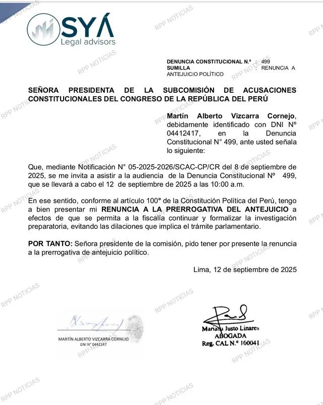 Solicitud de Martín Vizcarra. Solicitud de Martín Vizcarra.