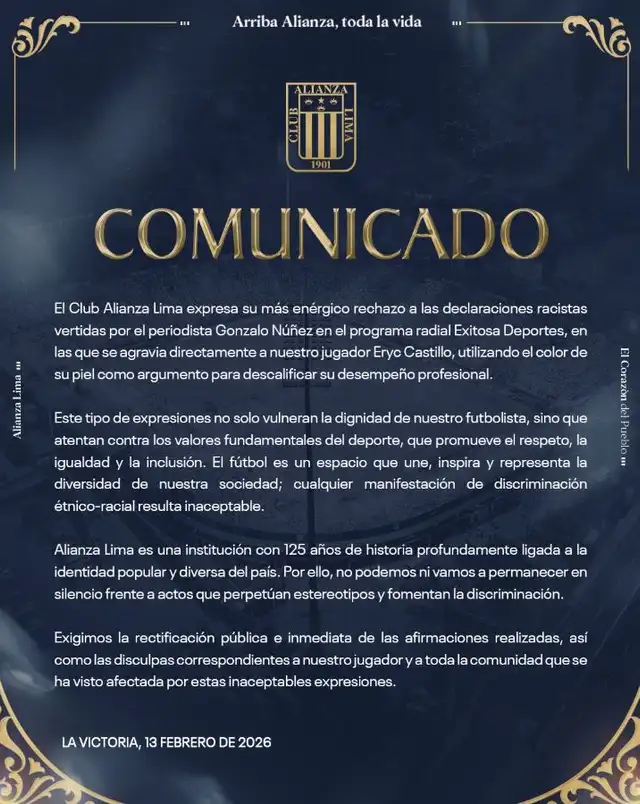 Comunicado de Alianza Lima Comunicado de Alianza Lima