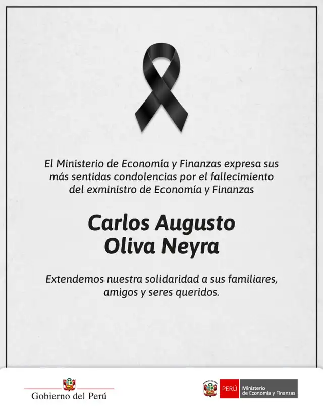 Ministerio de Economía lamenta el fallecimiento del exministro Carlos Oliva. Ministerio de Economía lamenta el fallecimiento del exministro Carlos Oliva.
