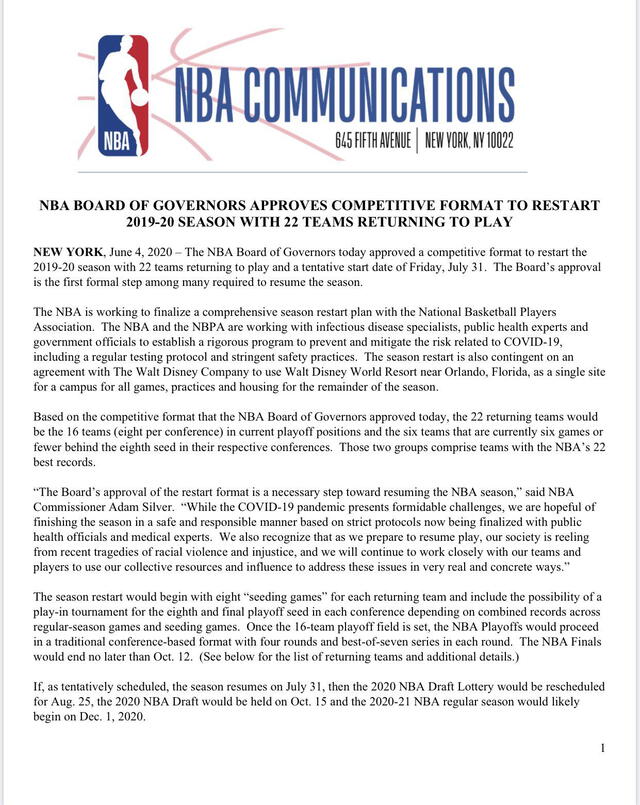 NBA regresa en Disney Orlando tras estar suspendido por el coronavirus | Estados Unidos