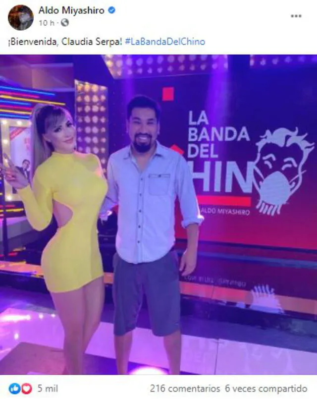 Aldo Miyashiro da la bienvenida a Claudia Serpa