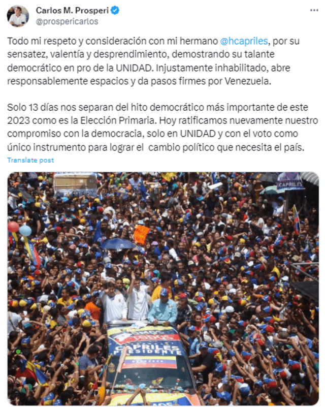 Carlos Prosperi | Henrique Capriles | Venezuela | Elección Primaria | X | Renuncia de Capriles