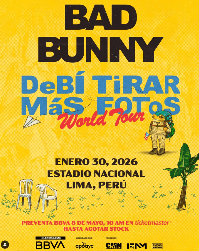 Bad Bunny confirma concierto en Perú. Foto: Instagram Bad Bunny confirma concierto en Perú. Foto: Instagram
