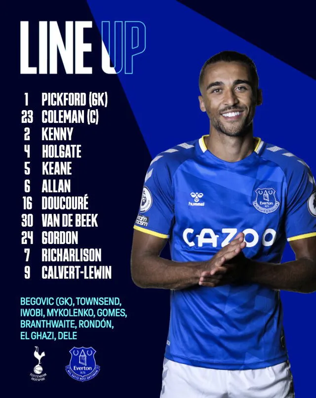 Once titular de Everton. Foto: Twitter Everton