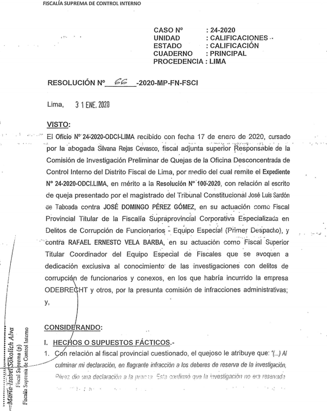 Queja de Sardón en Control Interno del Ministerio Público. Foto: La República.