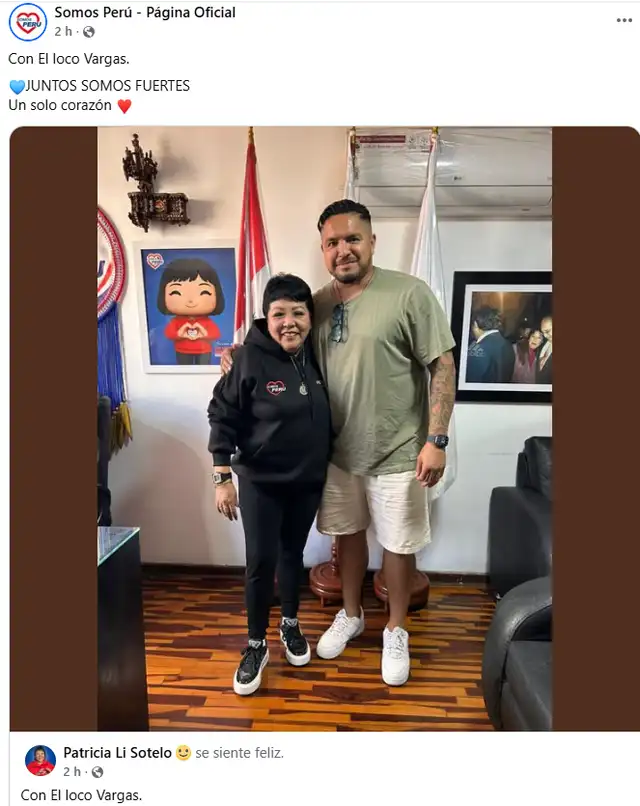 Patricia Li se toma foto con Loco Vargas y describe la foto con la frase:  Patricia Li se toma foto con Loco Vargas y describe la foto con la frase: