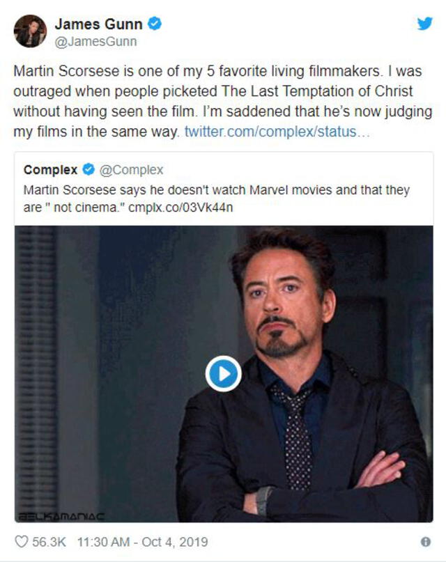 Las declaraciones de Martin Scorsese para Empire Magazine están dando de que hablar entre los fans de Marvel - Fuente: Difusión