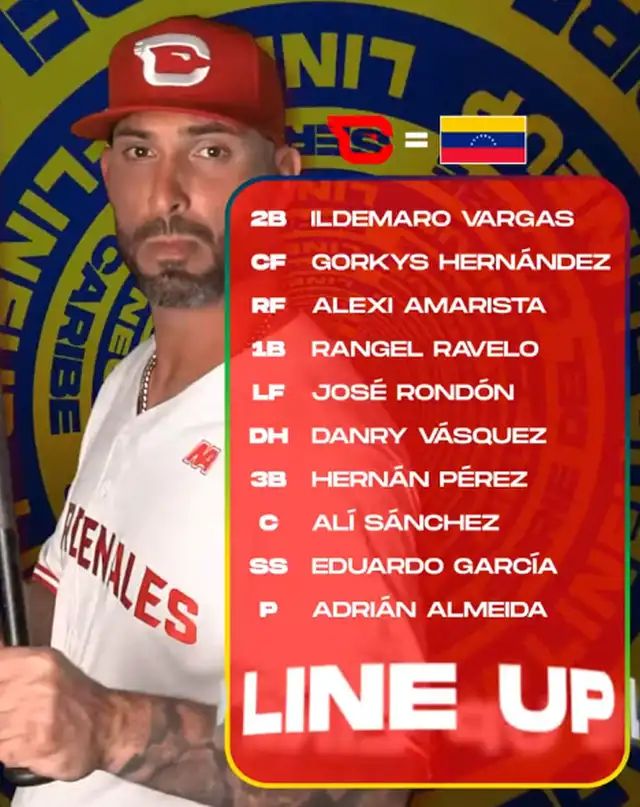Lineup de Venezuela. Foto: CardenalesDice / Instagram Lineup de Venezuela. Foto: CardenalesDice / Instagram