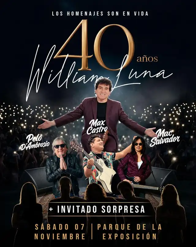William Luna celebrará sus 40 años de carrera en Lima. William Luna celebrará sus 40 años de carrera en Lima.