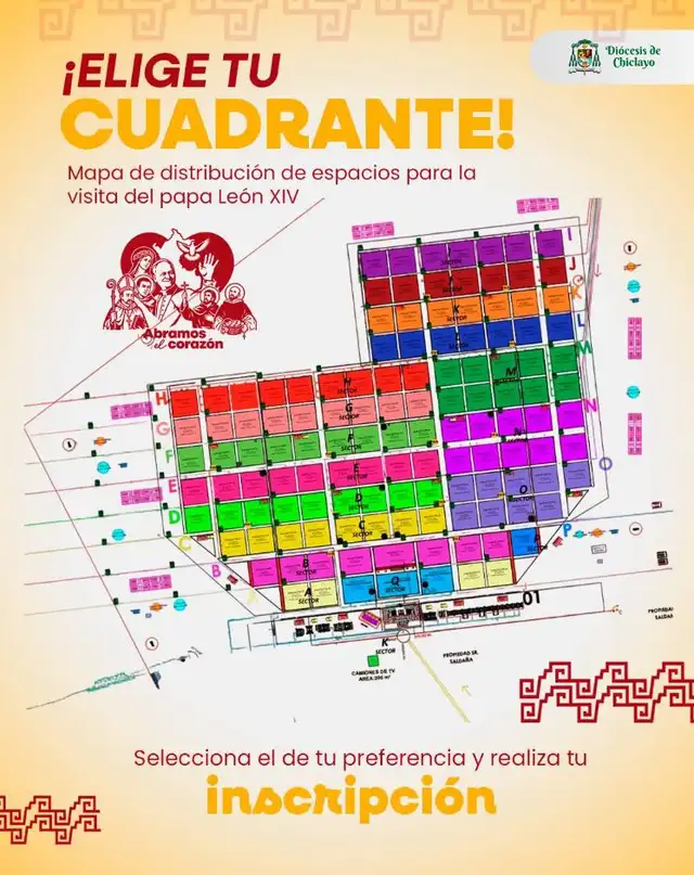Mapa de distribución para la visita del papa León XIV Mapa de distribución para la visita del papa León XIV