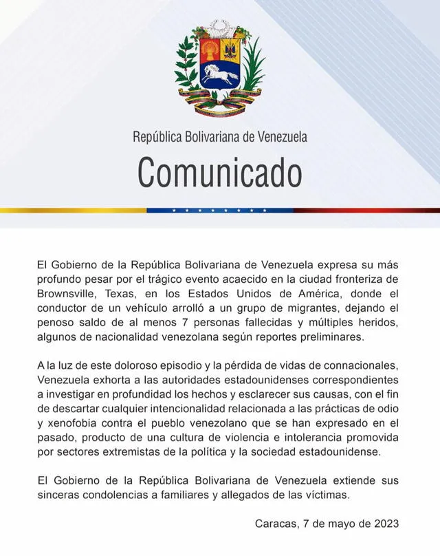  Gobierno de Venezuela emite comunicado tras el evento ocurrido en Texas. Foto: Yvan Gil/Twitter   