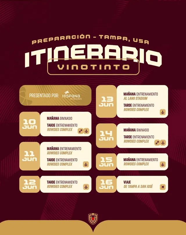 Itinerario de la Vinotinto. Foto: FVF   